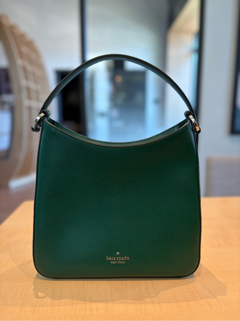 kate spade Green Saffiano Leather Shoulder Bag